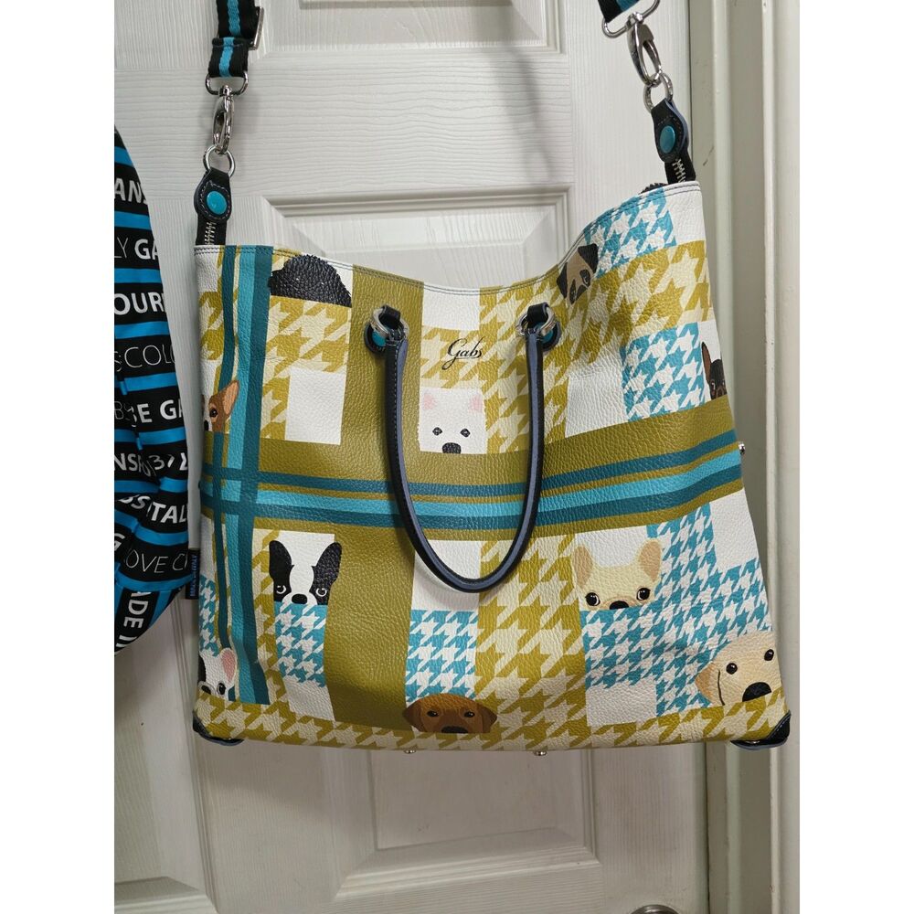 GABS G3 Plus Holiday M Vinaigrette Pop Dogs Convertible Leather Shopper Tote Bag